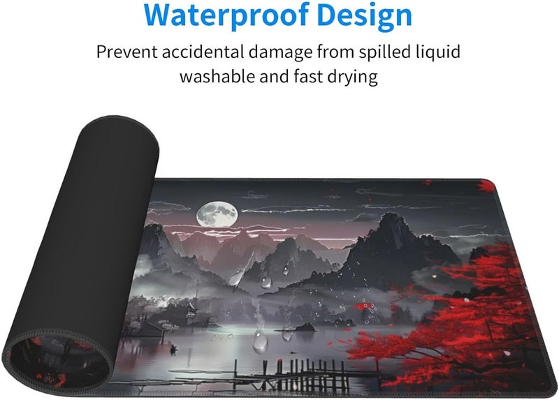 Brecoy Extended Gaming Mouse Pad, Large Gaming Mouse Waterproof with Stitched Edges, Non-Slip Desktop Pad for Home and Office, Level Up Your 31.5x11.8 Inch… (Japanese Style) - Image 3
